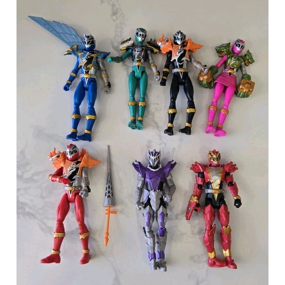 Power Rangers Dino Fury Action Figures Lot of 7 Hasbro Void Knight Red Blue 6"